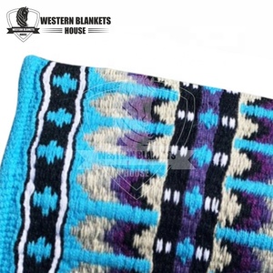 Vente chaude Premium Personnalisable Confortable Horse Show Accessoire Western Laine Tapis De Selle Top Tendance Anti-Slip En Cuir Patch - Product Image 5