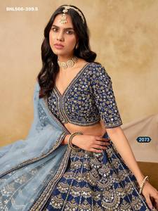 Conjunto de Lehenga Choli y Dupatta de Seda Artística de Alta Calidad con Bordado, para Bodas, Moda Femenina, Fabricante y Exportador Indio - Product Image 4