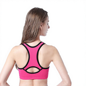 เสื้อชั้นในกีฬาสำหรับผู้หญิงแบบ Racerback รองรับทรงสูง ถอดฟองน้ำได้ ระบายอากาศ แห้งเร็ว ไร้ตะเข็บ เซ็กซี่ ตกแต่งด้วยผ้าสแปนเด็กซ์/ไนลอนแบบตาข่าย - Product Image 6