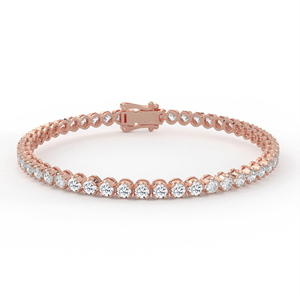 Elegante Pulsera de Tenis con Diamantes Redondos Brillantes, Oro de 14K/18K, Engaste de Ilusión con Puntas, Joyería Fina para Regalo de Aniversario de Bodas para Mujer - Product Image 1