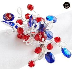 New Fashionable <b>Blue</b> <b>Beaded</b> Rounded Shape Napkin Rings Holder for Restaurant Wedding Table Decoration Accessories Usage - Product Image 2