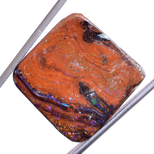 Opale de Boulder 21x21mm, cabochon carré lisse, opale naturelle arc-en-ciel, pierre semi-précieuse, forme libre, dos plat, pour bijoux - Product Image 3