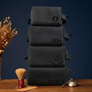 Custom Hand Stitched Genuine Leather <b>Toiletry</b> <b>Bag</b> Vintage Travel Dopp Kit <b>Men</b> Waterproof Shaving Wash Case LYG-0196 - Product Image 4