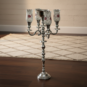 Luxury Candelabra for Wedding Decoration Centerpieces Metal Clear <b>Glass</b> Chimney Handmade Candelabra Christmas Decoration - Product Image 1