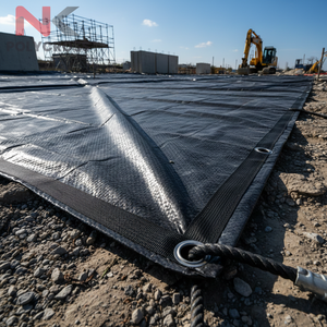 Bâche noire imperméable sur mesure avec coins renforcés et surface doublement laminée pour le transport de marchandises et la construction - Product Image 1