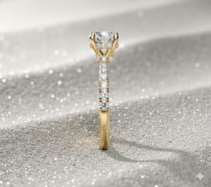 Bague de fiançailles en diamant de laboratoire, or 14 carats plaqué or rose, halo caché, bande pavée, fabricant de bijoux sur mesure OEM ODM - Product Image 2