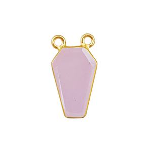 Pendentif cercueil en quartz rose (pierre de naissance) – Breloque à double passant en argent 925 pour la création de colliers - Product Image 1