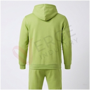 Conjunto Deportivo con Capucha Verde para Hombre, Manga Larga, Color Sólido, Transpirable, Corte Regular, para Otoño, con Logotipo Frontal - Product Image 2