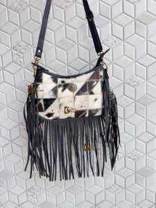 Nuevo Bolso Bandolera de Cuero Genuino con Parches de Piel de Vaca, Estilo Boho, para Uso Diario, para Mujer - Product Image 3