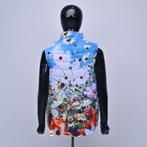 Gilet matelassé sans manches pour homme à imprimé floral, col montant, fermeture éclair, respirant, en polyester, style décontracté printemps - Product Image 2