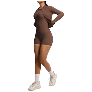 Nuevo Conjunto Deportivo de Yoga con Chaqueta Ajustada de Manga Larga, Transpirable, de Color Sólido y Tejido Cepillado - Product Image 5