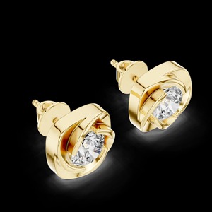 Swirling Square Moissanite <b>Stud</b> Earrings, Sculptural Designer <b>Silver</b> <b>Studs</b>, Modern Minimalist Jewelry, Statement <b>Sterling</b> <b>Silver</b> - Product Image 2