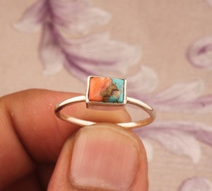 Wholesale Handcrafted Oyster <b>Turquoise</b> Finger <b>Ring</b> for Women Trendy Bohemian Stackable Shell <b>Ring</b> Unique Artisan Design - Product Image 2