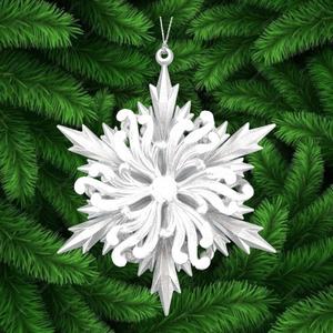 Décoration de Noël et du Nouvel An en gros, décoration d'hiver, peinture argentée mate, paillettes blanches, acrylique, 3 couches, garniture, flocon de neige - Product Image 5