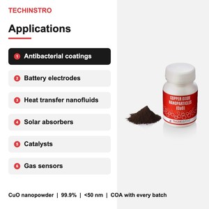 Nanopoudre d'oxyde de cuivre de qualité industrielle CuO 99,9 % <50 nm utilisée dans les revêtements antibactériens et les nanofluides de transfert de chaleur - Product Image 4