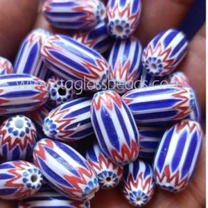 Perles de verre Chevron assorties, forme ovale, en verre soufflé, pour la fabrication de bijoux et la décoration, marque TAGB - Product Image 4