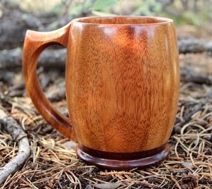 Natural Wooden Coffee Mug Handmade Solid Wood Mug Rustic Finish Reusable Eco Friendly Drinkware for Daily Use - Product Image 2