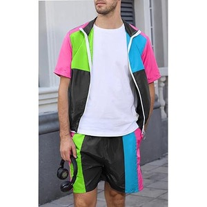 2026 Custom <b>Embroidery</b> Men's High Quality Nylon Jogging Suit Reflective Logo Breathable Zipper Two Piece Short Windbreaker <b>Set</b> - Product Image 6