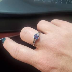 Anillo Vintage de Alejandrita, Corte Asscher, Gema que Cambia de Color, Plata de Ley, Anillo de Aniversario, Gema de Nacimiento de Junio, Anillo de Gemas Púrpuras - Product Image 4