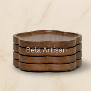 Juego de 4 Posavasos de Madera de Nogal Ecológicos de Lujo, 8mm de Grosor, Resistentes al Calor y Antideslizantes, para Mesa o Bandeja de Servir - Product Image 3