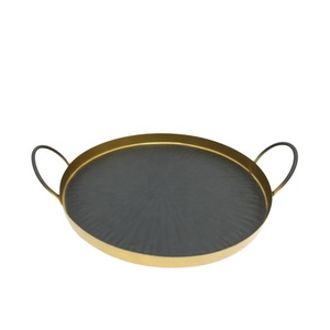 Wholesale Bulk <b>Crystal</b> <b>Glass</b> Iron Round Mirror Tray Luxury Design Dish Plate for Serving Decorative Handmade Customized - Product Image 5