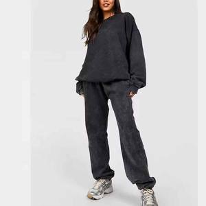 ชุดวอร์มแบบวินเทจ ย้อมสีแบบแอซิดวอช เสื้อฮู้ดดี้และกางเกงขายาวคุณภาพสูง - Product Image 1