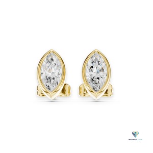 2.50 TCW Yellow <b>Gold</b> Marquise Lab Grown Diamond Three Piece Jewelry Set in 18K <b>Solid</b> <b>Gold</b> Bezel Setting <b>Pendant</b> and Earrings - Product Image 1