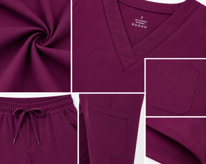 Tenues médicales professionnelles pour femmes |   Uniforme d'hôpital haut de gamme |   Ensemble de blouses d'infirmière à col en V en tissu tissé avec détection d'aiguilles - Product Image 2