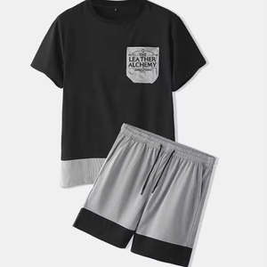ชุดเซ็ตแฟชั่นฤดูร้อนสำหรับผู้ชาย เสื้อผ้าสองชิ้นน้ำหนักเบา สวมใส่สบาย ระบายอากาศได้ดี มีสไตล์ ทรงหลวม ใส่ได้ทุกวัน - Product Image 1