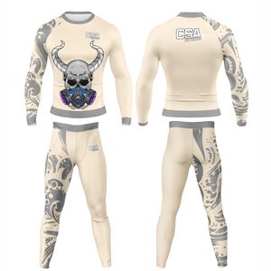 Conjunto de Compresión de Manga Larga con Impresión por Sublimación sin Costuras, Ropa Deportiva Transpirable de Primera Calidad, Rashguard y Leggings para MMA - Product Image 1