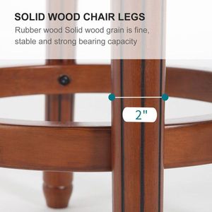 26\" Counter Height Cow Top Leather <b>Wooden</b> <b>Bar</b> <b>Stools</b> 180 Swivel Chair for Home Kitchen 180 Degrees Swivel Barstools Chair - Product Image 3