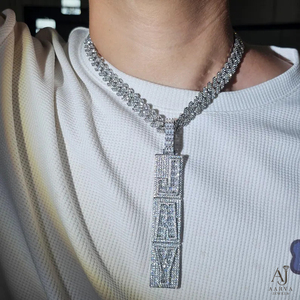 Collier chaîne en argent sterling 925 plaqué or rose, serti de moissanite, avec pendentif lettre personnalisé, bijoux hip-hop - Product Image 4