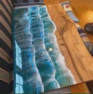 High End Solid Wood <b>Epoxy</b> Resin Dining <b>Table</b> Custom Live Edge River <b>Table</b> Handmade Luxury Furniture for Kitchen Dining Room - Product Image 4