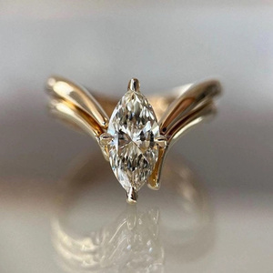 Bague de fiançailles en moissanite taille marquise 3CT, argent sterling 925, minimaliste, solitaire, pour femme, pour mariage, anniversaire - Product Image 2