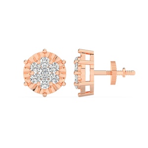 Boucles d'oreilles clous pour femmes en diamant véritable taille brillant rond, or massif 10K/14K/18K, boucles d'oreilles à visser, cadeau pour femmes - Product Image 5