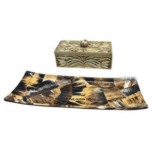 Accessoires de table en corne faits à la main pour la maison et la cuisine, plateau de service plaqué, style nordique, luxe, meilleure qualité - Product Image 1