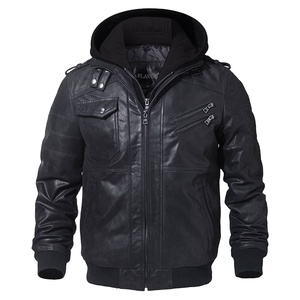 Men's Real Leather <b>Jacket</b> Men Motorcycle Removable Hood Winter Coat Men Warm Genuine Leather <b>Jackets</b> - Product Image 1