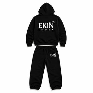 Conjunto de Sudadera con Capucha y Pantalones Rectos al por Mayor, con Logotipo Personalizado, Impresión Serigrafiada, Traje Deportivo Cómodo para Hombre - Product Image 4