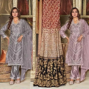 Winter Comfortable Santoon & Silk Inner Heavy Organza <b>Top</b> & Dupatta Pakistani Style Salwar Kameez Collection - Product Image 1