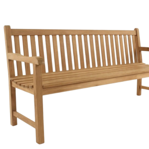 Banc de jardin en teck massif avec accoudoirs arrondis, conçu pour une utilisation extérieure durable et résistant à la pourriture - Product Image 2