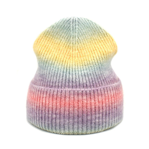 Bonnet unisexe en tricot avec blocs de couleur dégradés, style décontracté, taille adulte 56-58 cm - Product Image 5