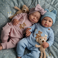 Poupées Reborn Jumelles Babeside Loulou & Carina de 20 Pouces, Corps en Vinyle et Tissu, Réalistes, Unisexe, Vente en Gros