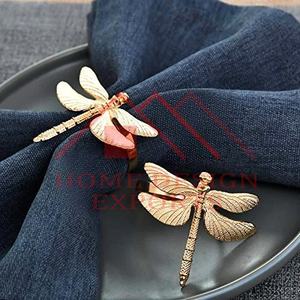 แหวนอลูมิเนียมลายมังกรทองแบบโบราณห่วงผ้าเช็ดปากลายผีเสื้อสีเงินและทองดีไซน์ล่าสุด - Product Image 3