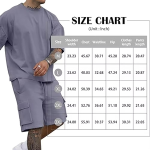 Conjuntos de Shorts Casuales de Verano para Hombre, 2 Piezas, Camiseta de Poliéster/Algodón Antibacteriana, Manga Corta con Hombros Caídos, Venta al Por Mayor - Product Image 6