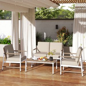 Juego de muebles de patio de 4 piezas con cojines gruesos y una mesa de centro - Product Image 2