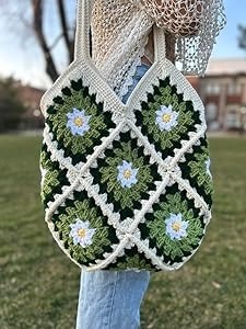 Sac à bandoulière en crochet fait main pour femme, en fil de coton, idéal pour le quotidien, les courses et les voyages – En promotion ! - Product Image 3