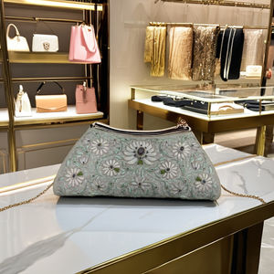 กระเป๋าคลัทช์ผ้าแคนวาสแฟชั่นแบบมีซิปประดับด้วยพลอยกึ่งประดับลูกปัดของผู้หญิง - Product Image 1