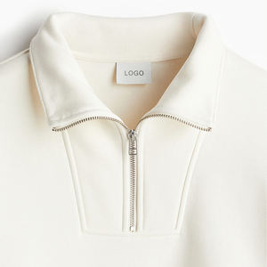 Sudadera con capucha para hombre de alta calidad, negra, estilo waffle, oversize, con cuello tipo embudo y cremallera de 1/4 - Product Image 2