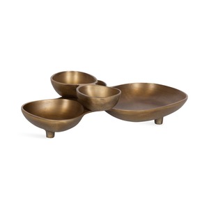 Juego de Cuencos de Metal Plateado con Base, Multi-sección, para Servir, Decoración de Mesa, Centro de Mesa Moderno, para Condimentos - Product Image 2