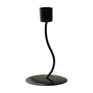 Support de bougie en acier noir avec tige courbée pour la décoration de la maison, support en métal durable, fait main, pour bougies coniques - Product Image 1